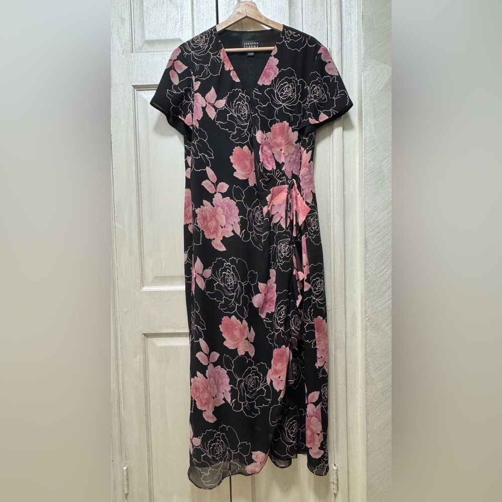 Spenser Jeremy Floral Wrap Silk Maxi Dress Size 16